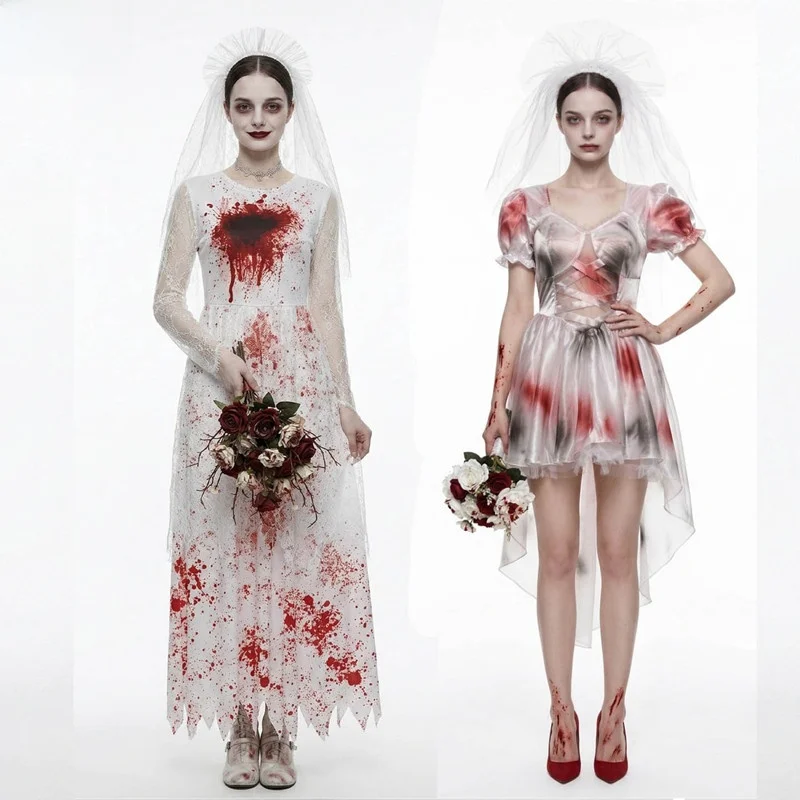 

Halloween New Style Terror Bride Cosplay Bloodstained Adult Women Stage Performance Costume Polyester Fiber 100%