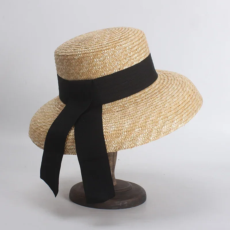 2025 New Fashion Straw Hat Ladies Spring Summer French Elegant Retro Bell Big Brim Hat Versatile Sun Hat Beach Bow Sun