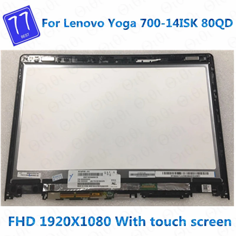 

Original 14" Touch Screen Digitizer FHD LCD Display Assembly For Lenovo Yoga 700-14 Yoga 700-14ISK 80QD 80JH With Frame