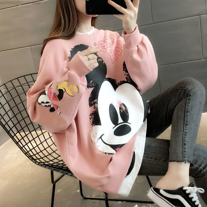 Disney Mickey Mouse Essentials Hoodie Youth Women\'s 2000s Clothes Fashion Long Sleeve Shirt Hip Hop Grunge Yk2 Pullover Tops