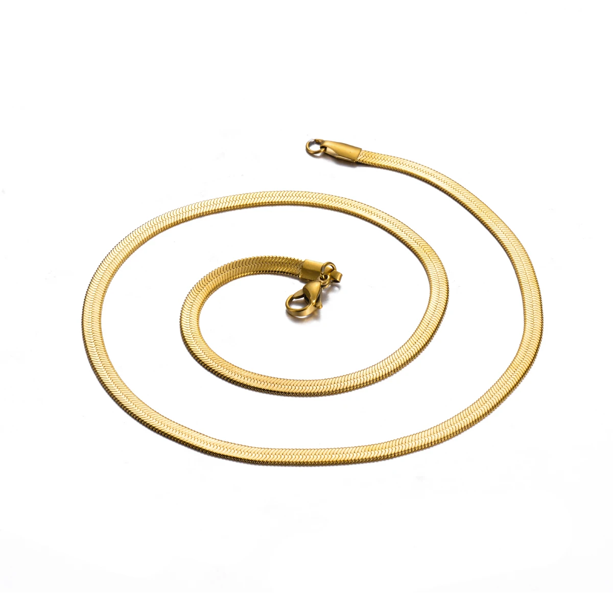 1 Stück, Breite 2mm/3mm/4mm/5mm/6mm, 316L Edelstahl, flache Fischgrät-Schlangenkette, Halskette, Schmuck für Männer und Frauen, nicht allergieauslösend – Detail 2