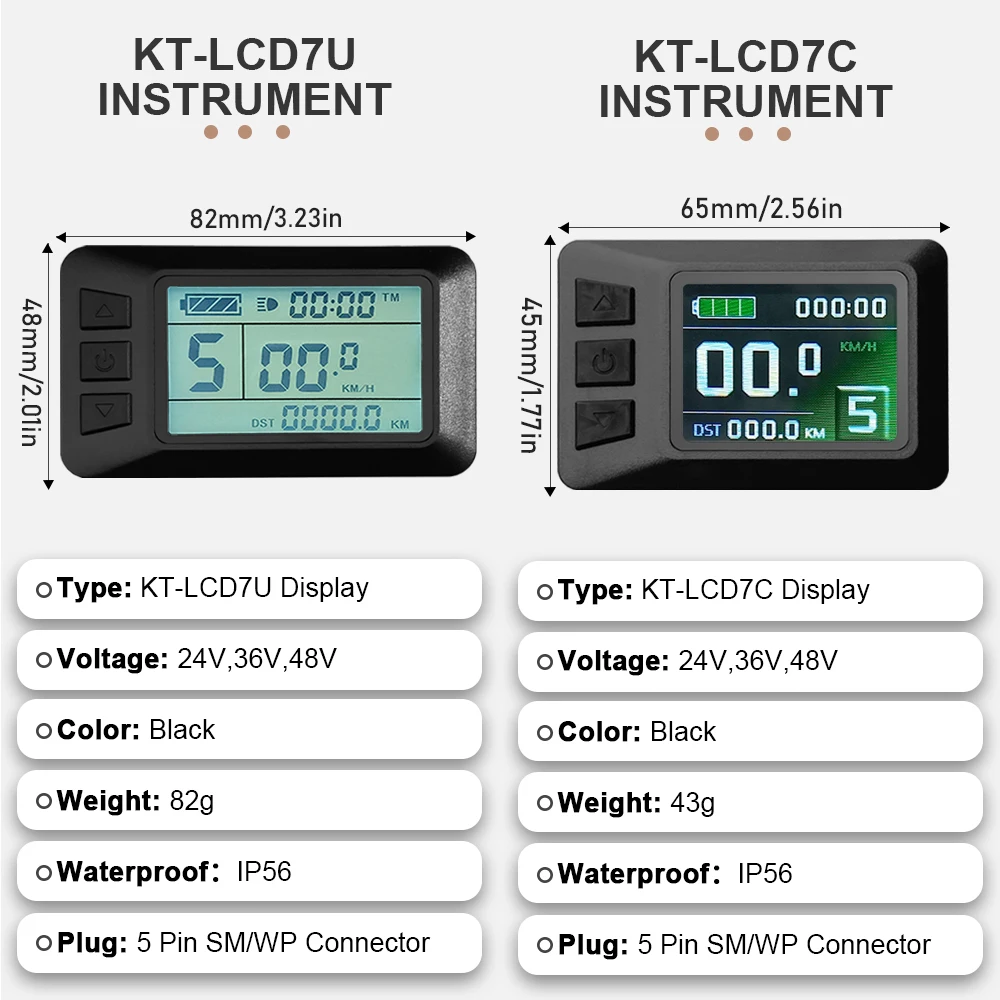 Bicicletta elettrica KT LCD Display a LED impermeabile SM Plug 24V 36V 48V Lcd3 lcd8h led 880 LCD7 ebike Display per Kit bici elettrica