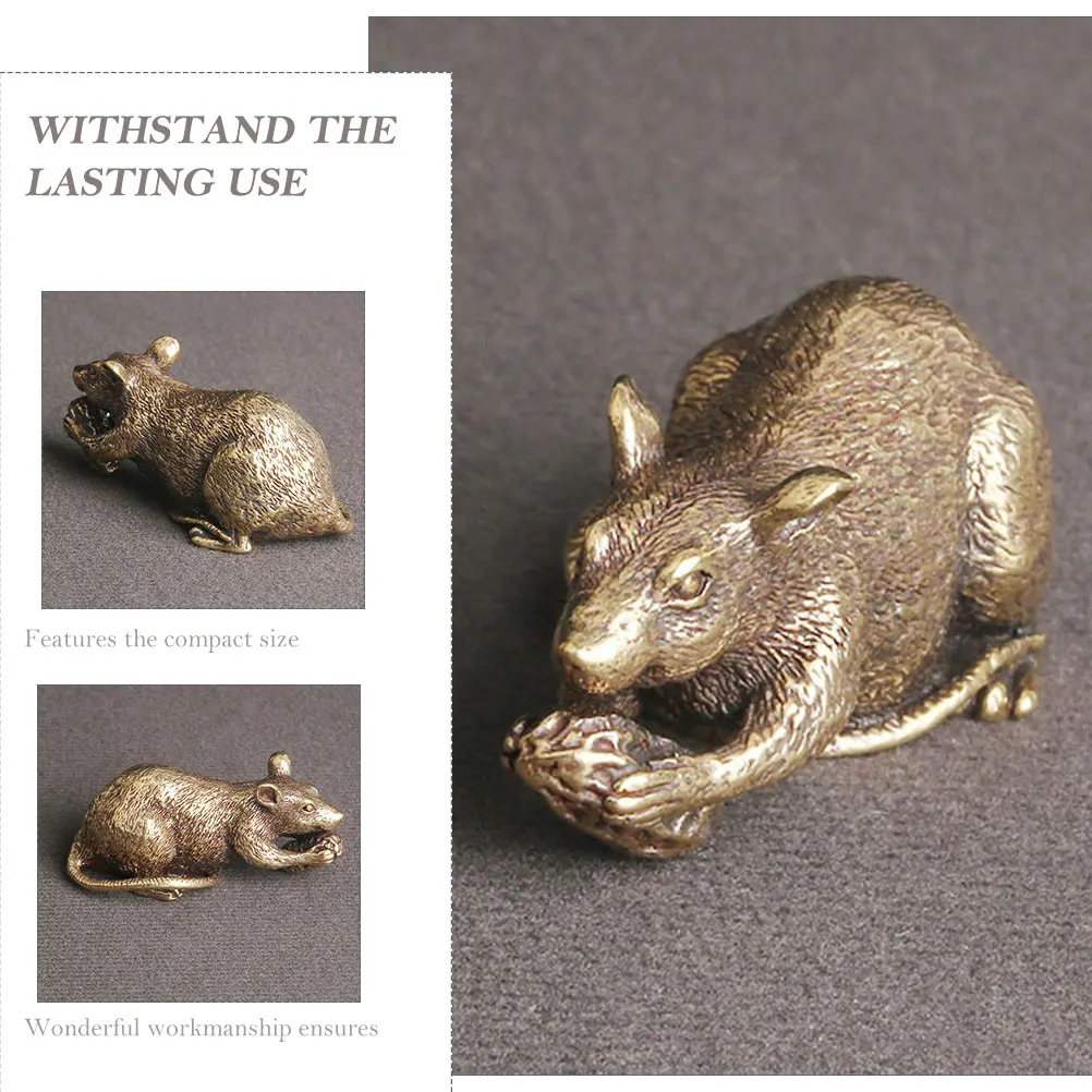 

Brass Mouse Figurine Wear Resistant Desktop Decor Household Statue Fine Workmanship Compact Size Stable Flat Bottom Home