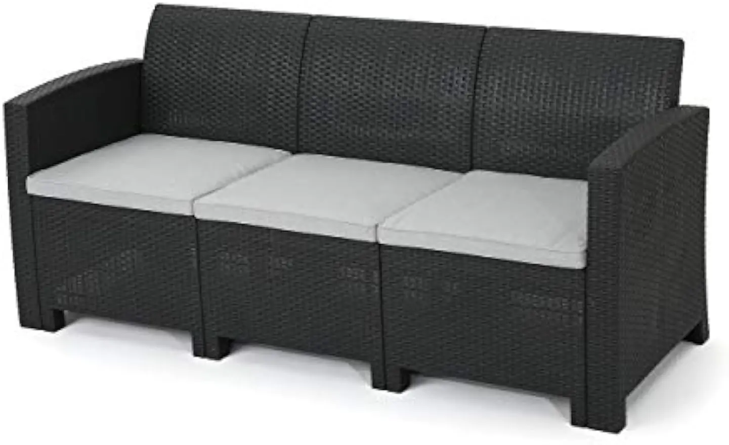 Outdoor 3-Seater Faux Wicker Rattan Style Sofa with Water Resistant Cushions, 25.82