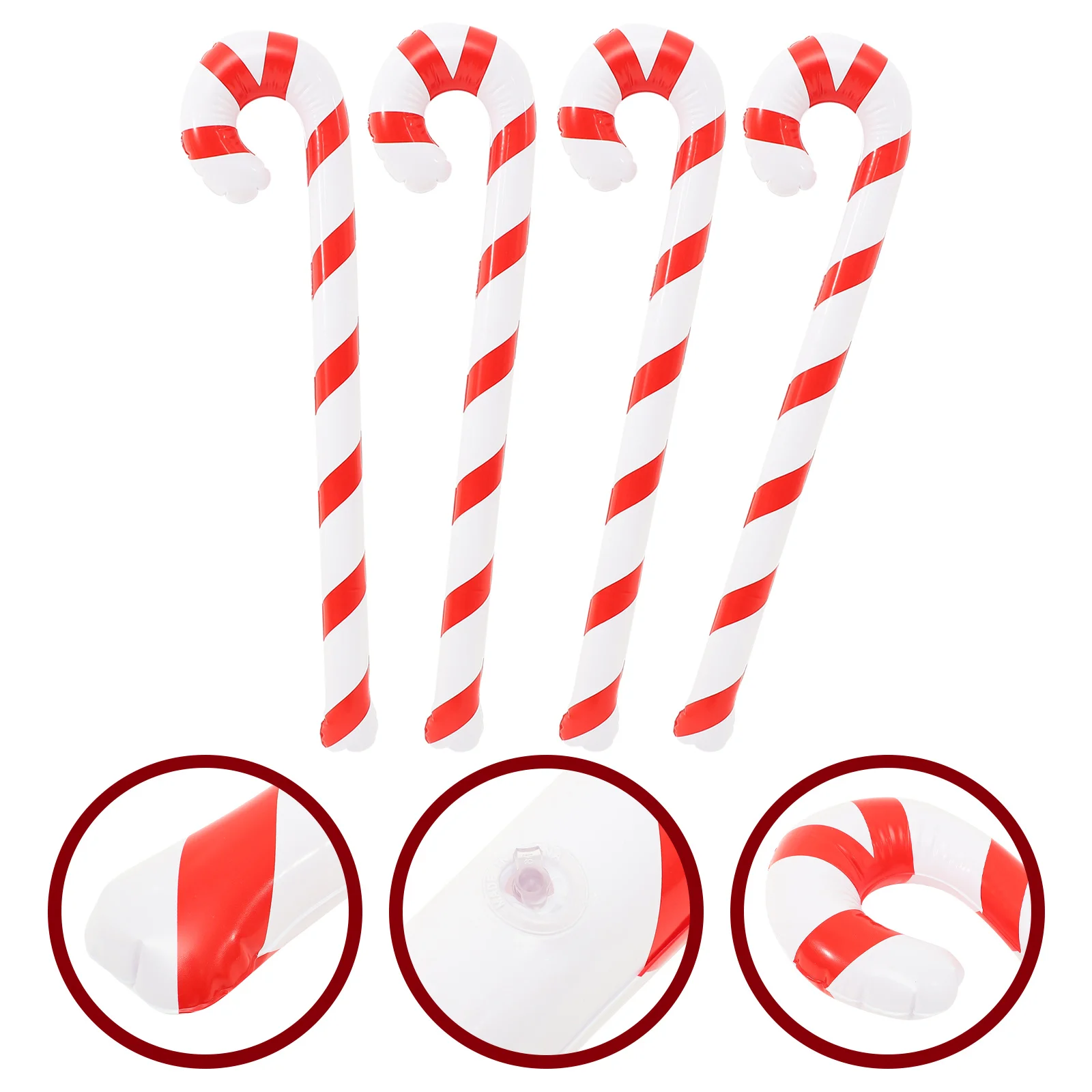 

4Pcs Inflatable Candy Canes Christmas Festive Sticks Decorative Christmas Party Props Kids Birthday Decorations