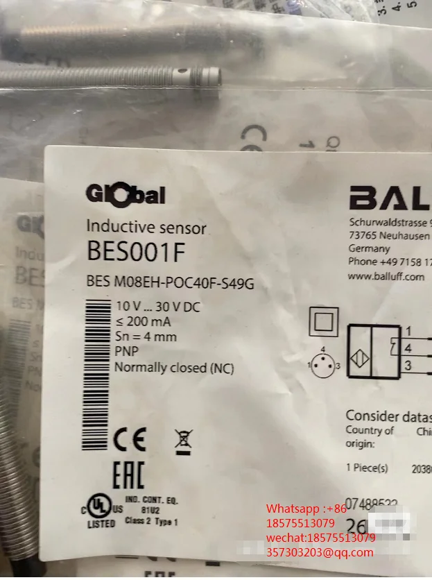 

BALLUFF BES001F BES M08EH-POC40F-S49G Inductive Sensor