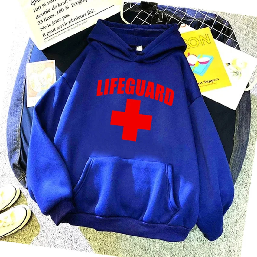 Autumn Women Hoodies Funny Lifeguard print Hip Hop Fleece Woman Casual Pullover Unisex Streetwear Male Y2K Clothes Female Hoody