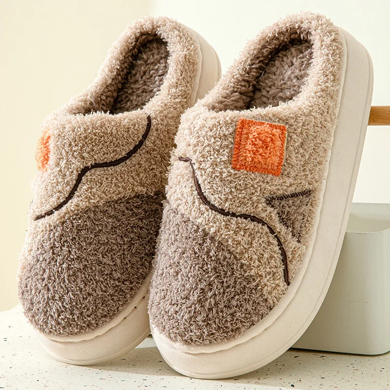 Winter Men'S Shoes Household Cotton Slippers Men Indoor Warm Plush Footwear Non-Slip Platform Slippers Couple Women Home Shoes