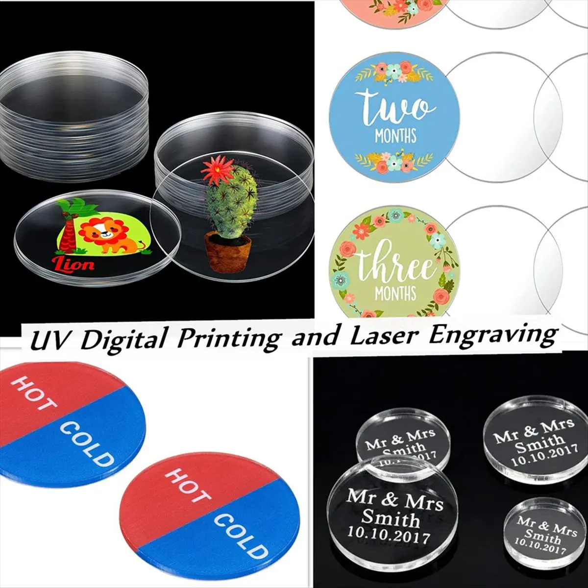 ABNH Hojas acrílicas redondas transparentes de 8 pulgadas de diámetro, círculos de vidrio acrílico de 1/8 pulgadas de espesor para carteles, impresión, discos de pasteles, manualidades DIY