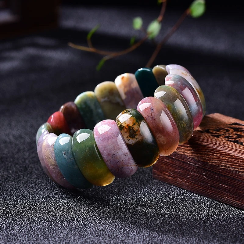 Bracelet en Agate Indienne Naturelle pour Homme et Femme, Bijoux Originaux, Massage, Méditation, Guérison, Pierre Bleue, Yoga, 10x24mm, 1 Pièce