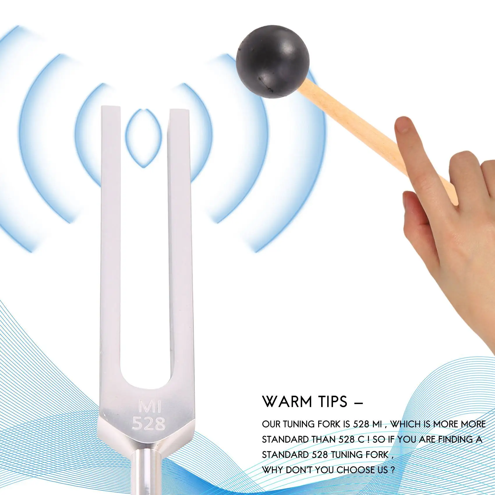 Tuning Fork avec jeu de maillet, 528C, 528HZ, réparation de l'ADN, guérison, test du système nerveux, soins de santé