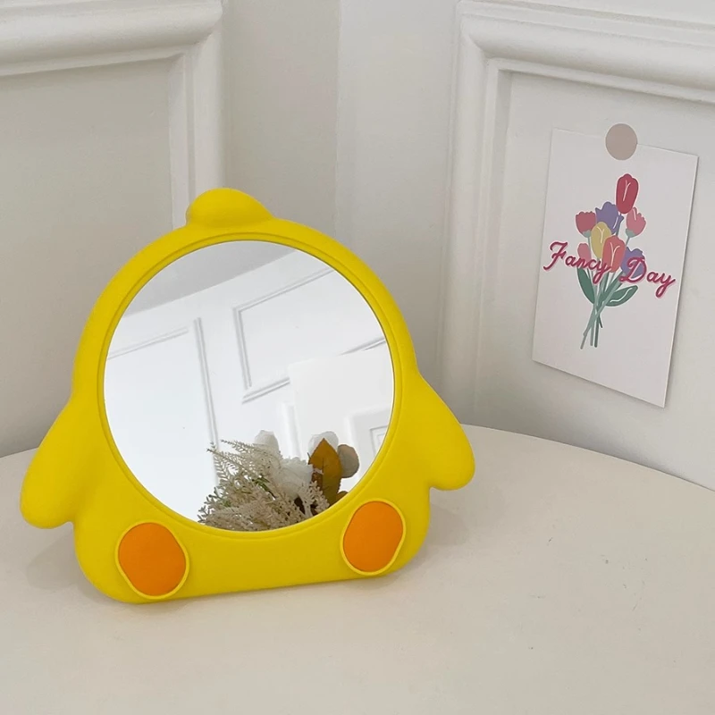 

Round Nordic Mirror Sticker Portable Travel Standing Small Mirror Kawaii Design Dorm Dekoracyjne Lustra House Accessories