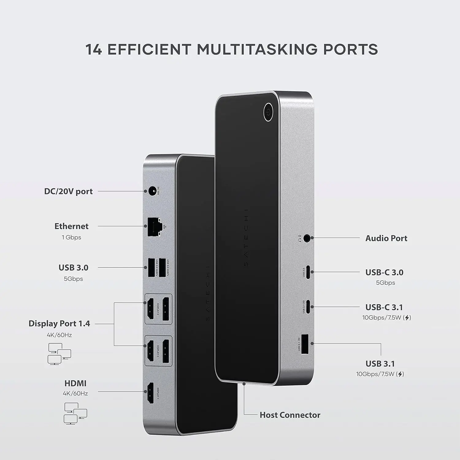 Triple 4K Docking Station, USB C Docking Station 14 in 1, with 100W PD, 2 DisplayPort, 4 USB C, USB-A, Gigabit Ethernet