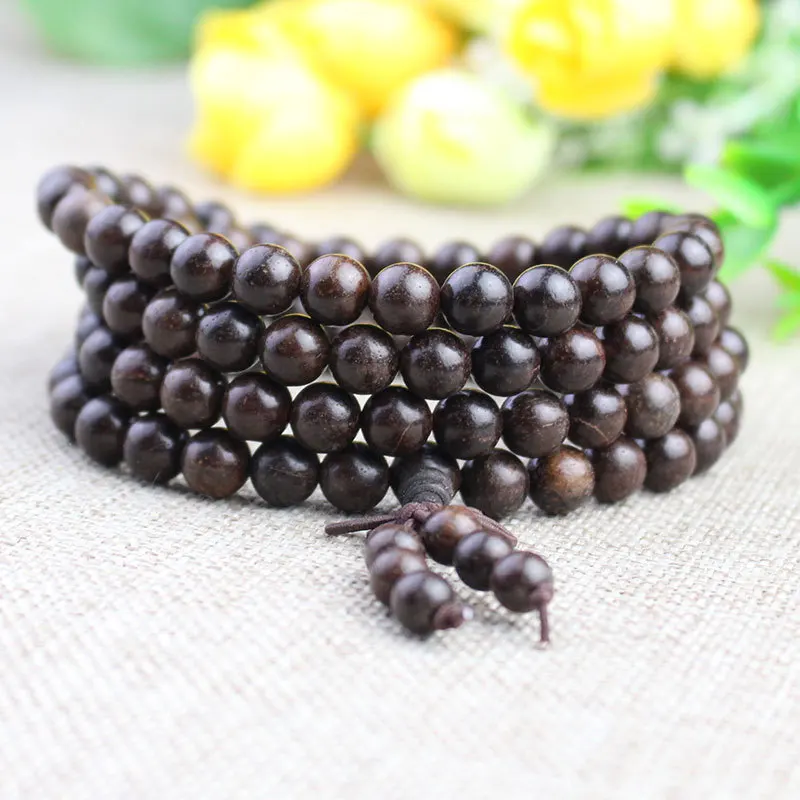 Conbretum Imberbe Bracelet108Buddha Beads Amusement Article Bracelet Necklace Leather Black Wood like Vietnamese Soil Eaglewood