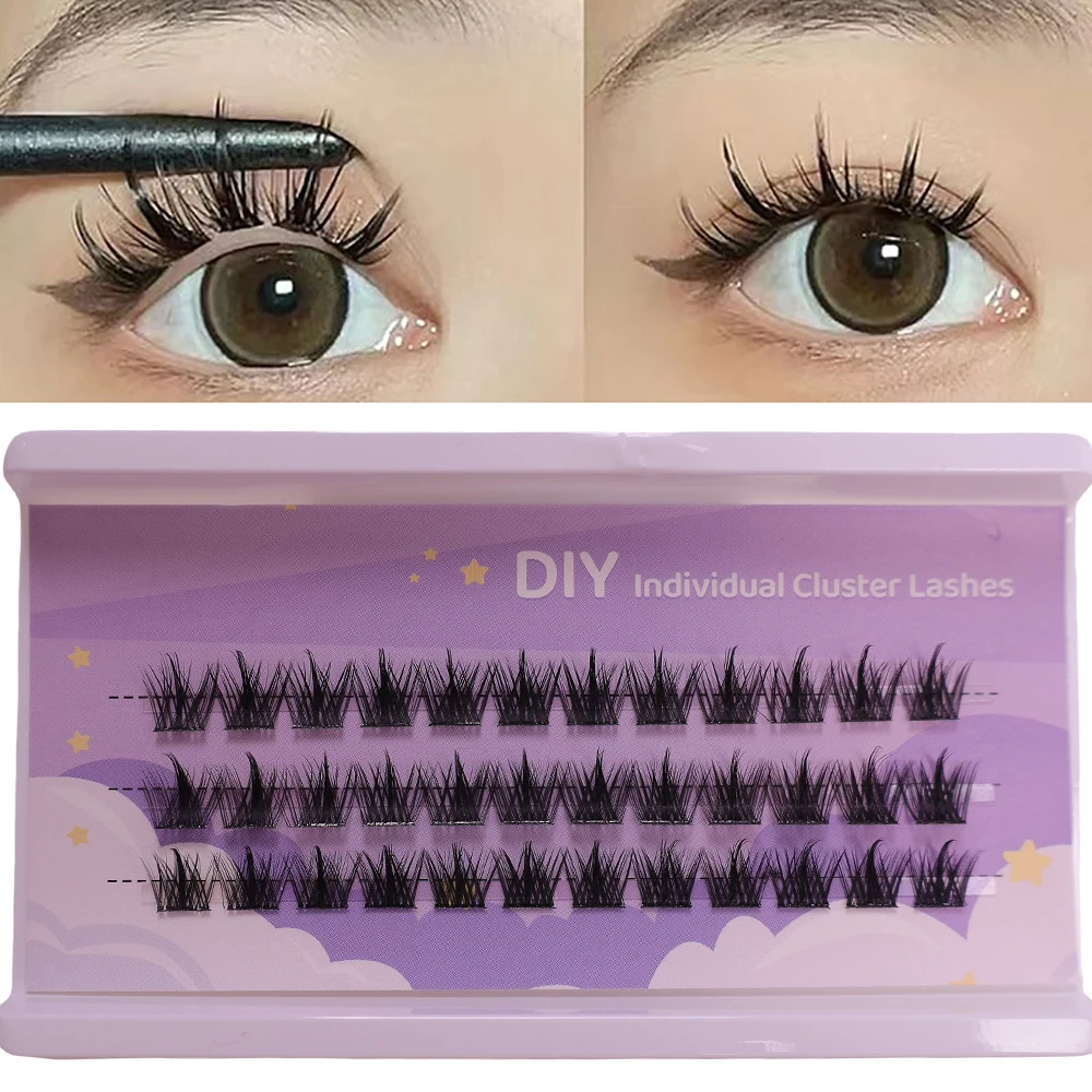 36 comic style single eyelashes, natural appearance false eyelashes, wheat ear design, transplanted simulated eyelashes, single