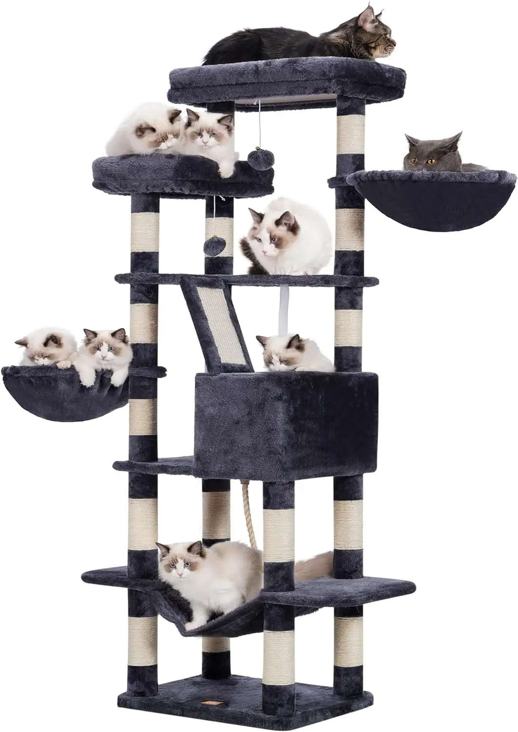 

Multi-Level Cat Tree, Indoor Cats Tower, 2 Widened Plush Perches, 68 in