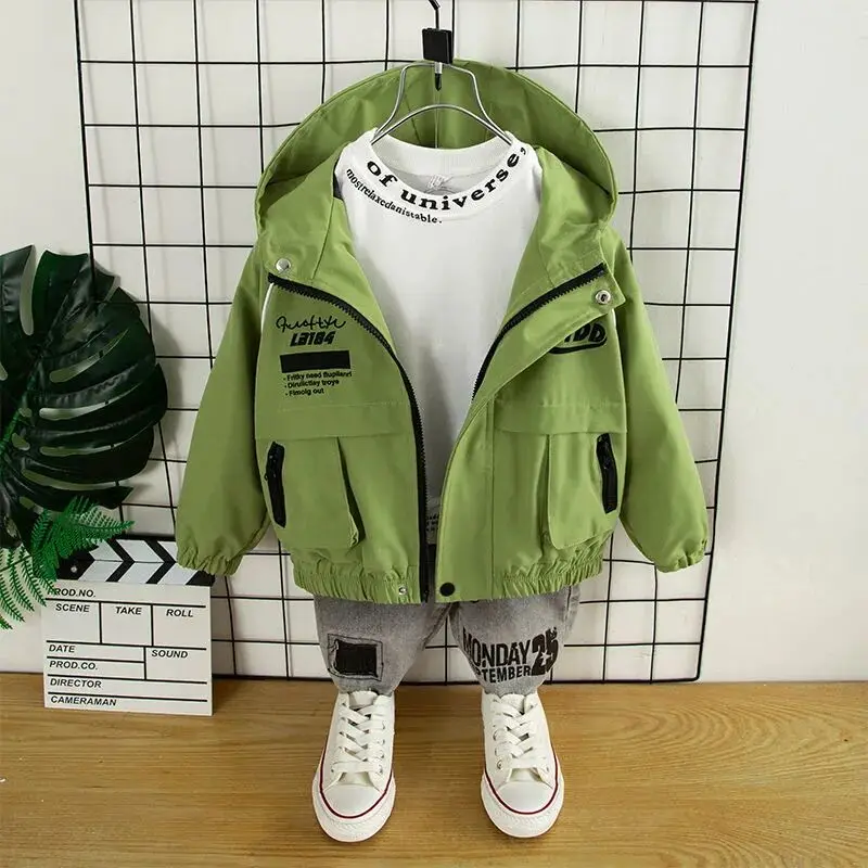 Spring Autumn Children\'s Coat New Western Style Boys Baby Hooded Casual Zipper Jacket Korean Edition Children\'s Clothing