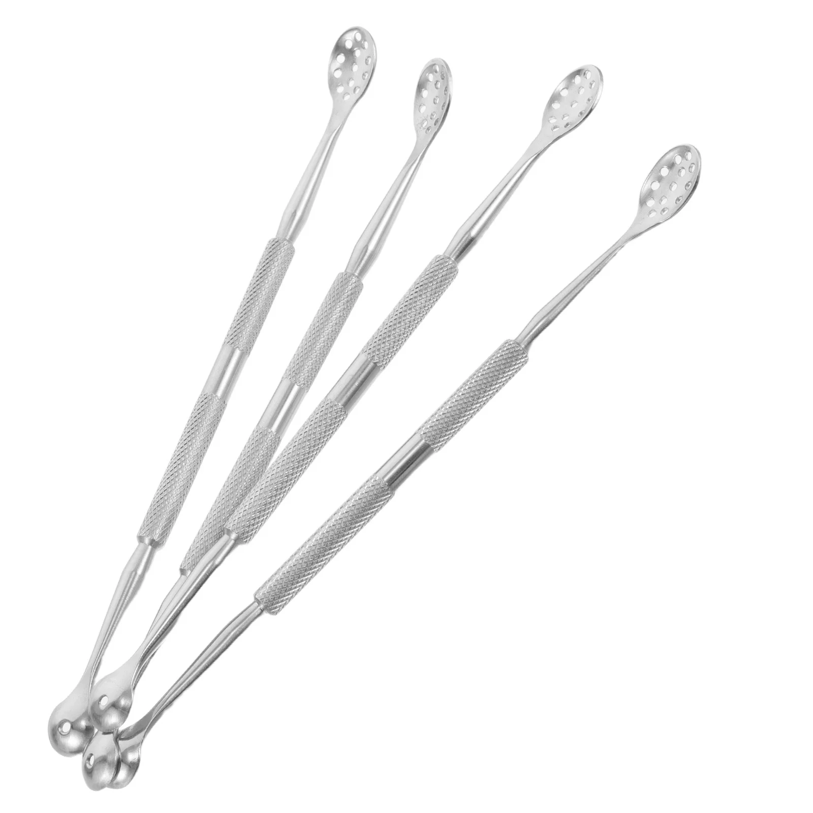 4Pcs Metal Cuticle Pusher Remover Tool Stainless Steel Dual Head Nail Cleaner for Fingernails Toenails Home Travel Use