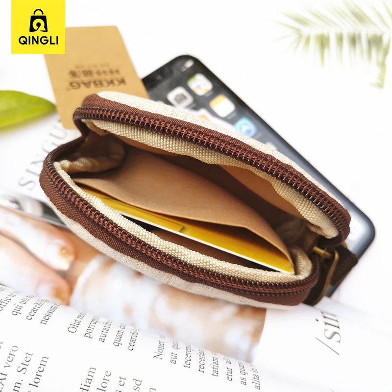 Cute Animal Canvas Coin Purse Women Bank Card Key Storage Bag Cartoon Fox Bear Dinosaur Change Purse Student Short Shell Wallet