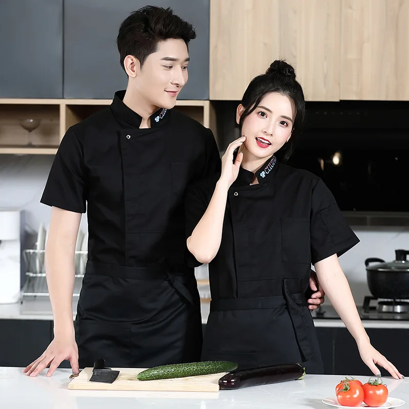 

Рабочая одежда для поваров-барбекю, униформа для кондитеров и поваров, униформа для поваров-пекарей, летняя униформа с коротким рукавом с индивидуальной печатью для пекарен