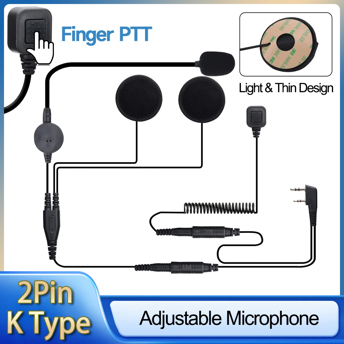 

ABBREE рация шлем гарнитура 2-контактный PTT мотоциклетные наушники для Baofeng Pufung HYT TYT Kenwood Retevis Ham двухстороннее радио