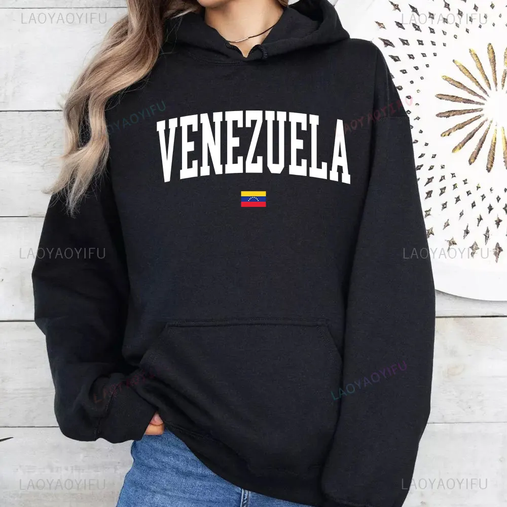 Venezuela Crewneck Pullover Sweatshirt Venezuela Souvenir Gift Venezuela Flag Print Long-sleeved Unisex Sweatshirt