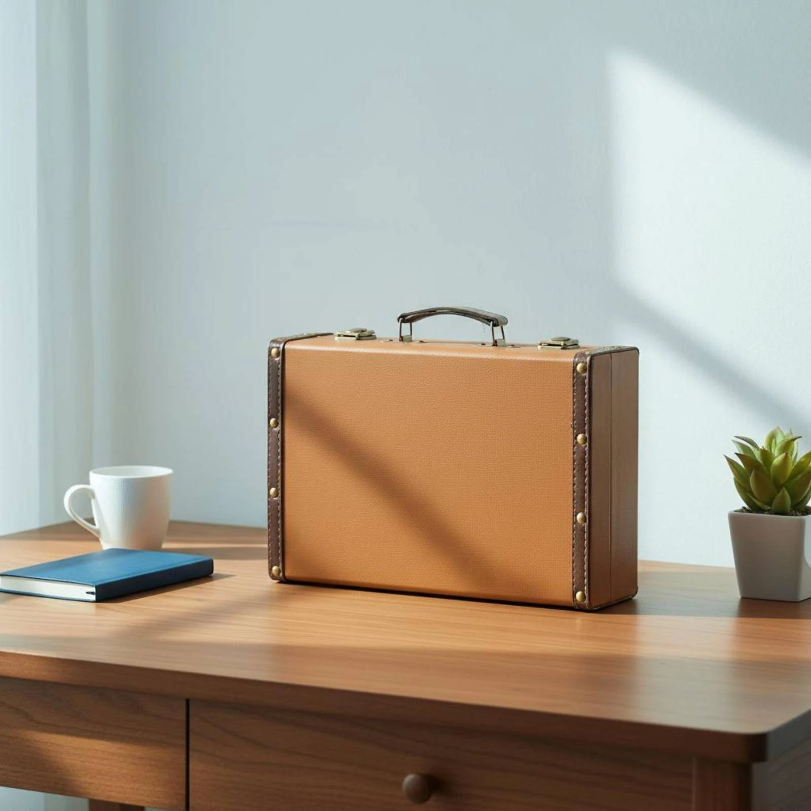 Vintage Suitcase Prop Structured Hard Trunk Suitcase Decorative Luggage Trunk Reinforced Corners Decorative Luggage Box