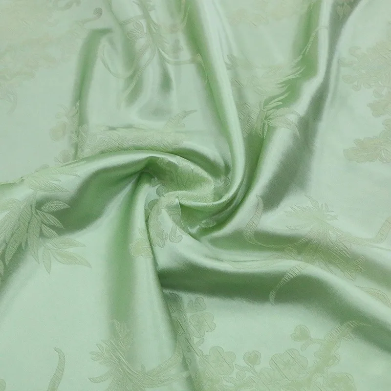New Chinese-style national trend silk embossed jacquard satin fabric with wide luster designer