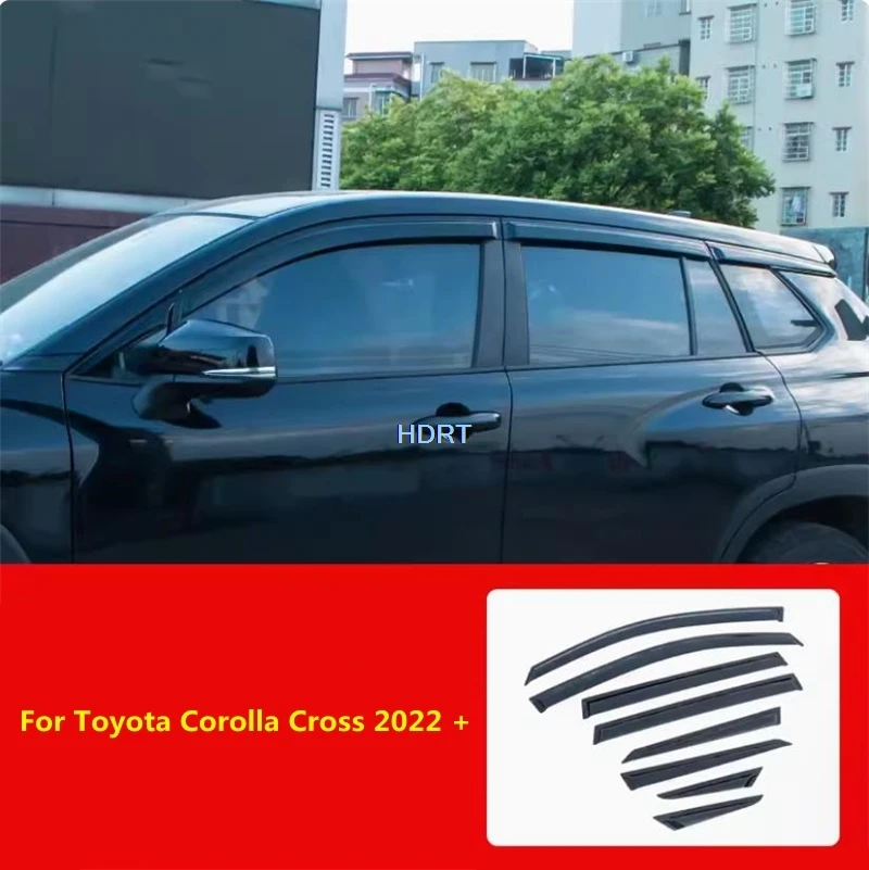 Car Style Accessories Side Window Visor Deflector For Toyota Corolla Cross 2022 + Vent Sun Shade Rain Guard Weather Shield Cover