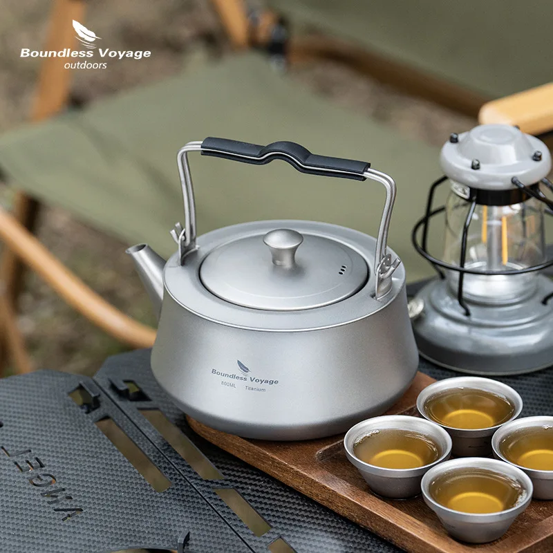 Pure Titanium Kettle With Filter Screen 800ml, Heat-Resistant, Portable Healthy, Outdoor Camping, Picnic, Travel Teapot，A1472