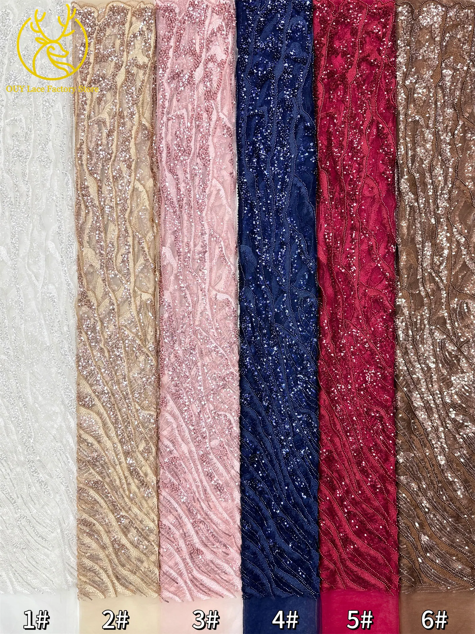 Afrikanischer Brautkleid-Spitzenstoff mit Stickerei und Perlen, französischer Netzspitzenstoff, nigerianischer Tüllspitzenstoff für Hochzeitskleider und Partykleider zum Nähen – Detail 25