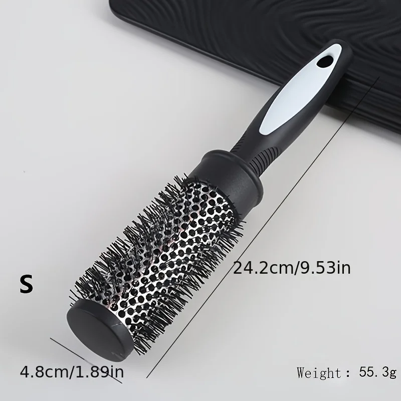 Round Hair Brush for Styling and Drying - ABS Handle Plastic Bristle Normal Hair Finishing Comb - Nylon Round Curling Roller Bru