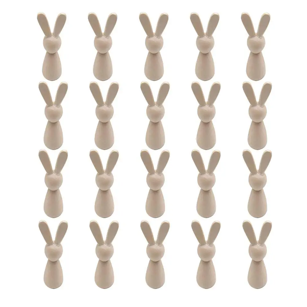 20pcs Wooden Rabbit Figure Unpainted Peg S Puppet Craft Easter Blank Day Diy Art Party Bunny Decoration Wood K1r7