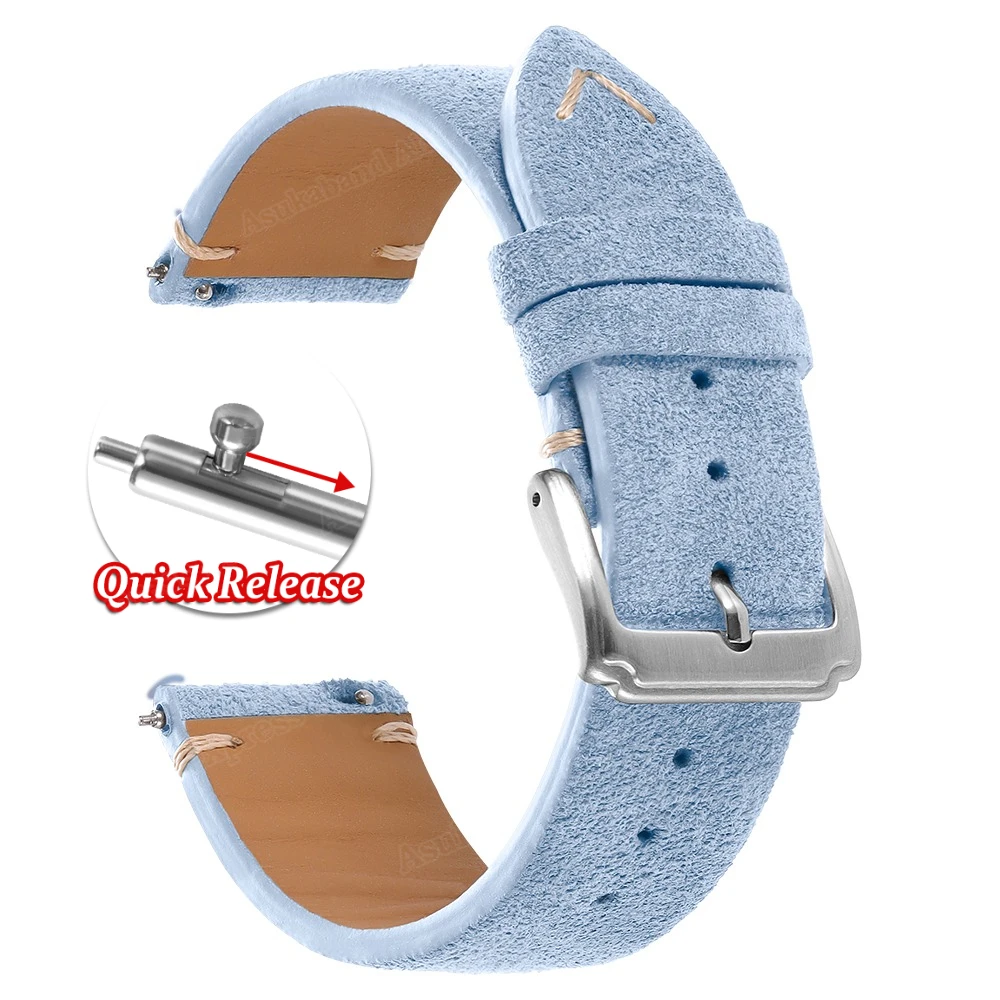 14mm 16mm 18mm 19mm 21mm 20mm 22mm Bandjes Suède Horlogebanden Quick Release zachte Kalfsleer Horlogeband Universele Vrouwen Mannen Armbanden