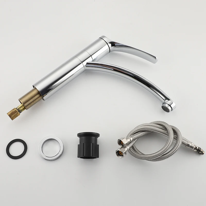 Brass Kitchen Sink Faucets Chrome Kitchen Mixer Faucet Cold Hot Water Tap 360 Rotate Kitchen Sink Mixer Long Nozzle grifo cocina