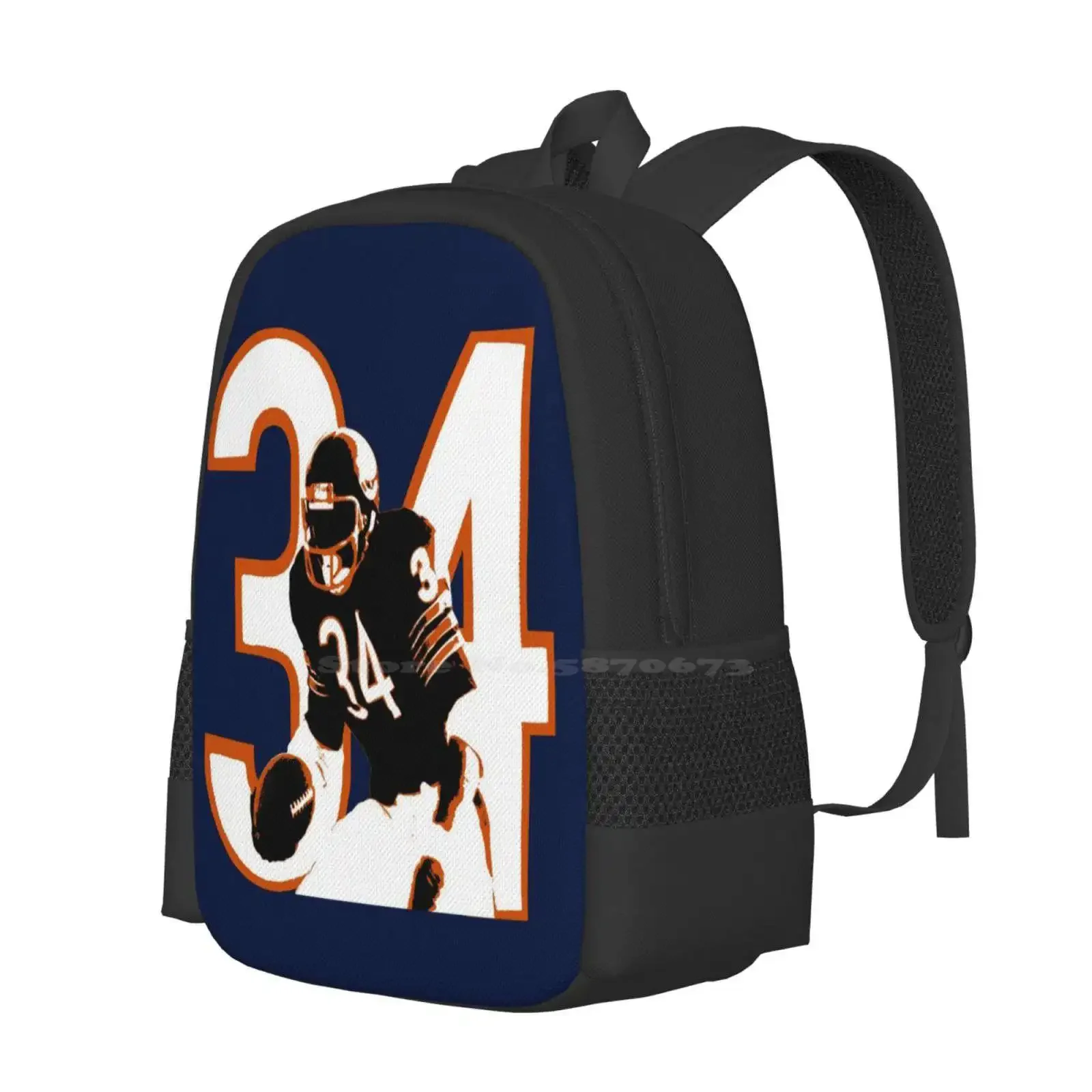 Walter Payton Hot Sale Schoolbag Backpack Fashion Bags Walter Payton Chicago Da Bears Sweetness 34 Legendary Champion Running