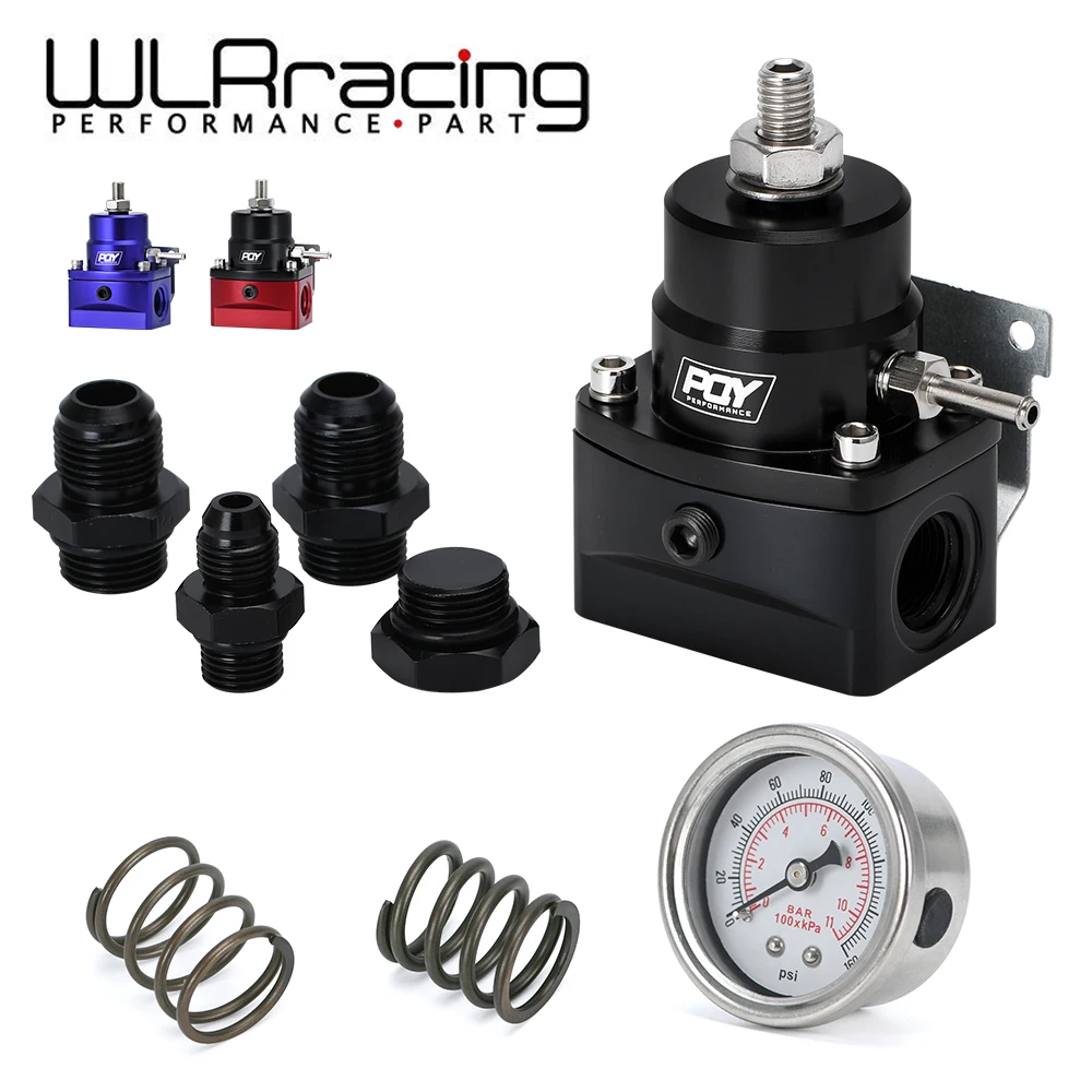 Universal Aluminum Fuel Pressure Regulator AN8 Feed & AN6 Return Line W/ 0-160PSI Gauge Set 3-20 20-45 45-70 Pressure Springs