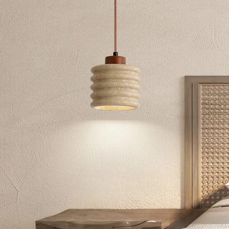 Yellow Cave Stone Pendant Light Japanese Wabi Sabi Style Creative Personality Homestay Retro Restaurant Bedroom Small Chandelier