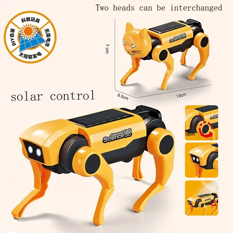 DIY Gadgets Technological Gizmos Intelligent Robot Dog Solar Powered Educational Toy Assembly Robotical Dog Cattle Kit