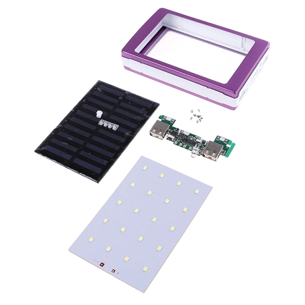 Przenośny LED Dual USB płytki PCBA Panel na energię słoneczną domu DIY Panel Bank 18650 baterii DIY ładowarka domowa