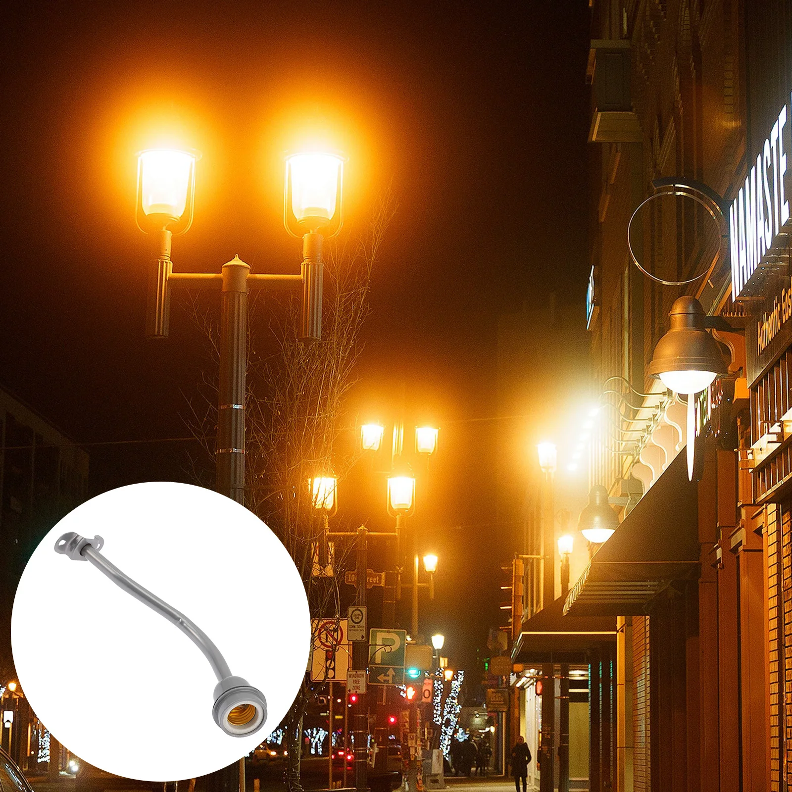

Waterproof Curved Lamp Pole Durable Metal E27 Socket Compact Size Home Lighting Outdoor Post Without Shade Holder