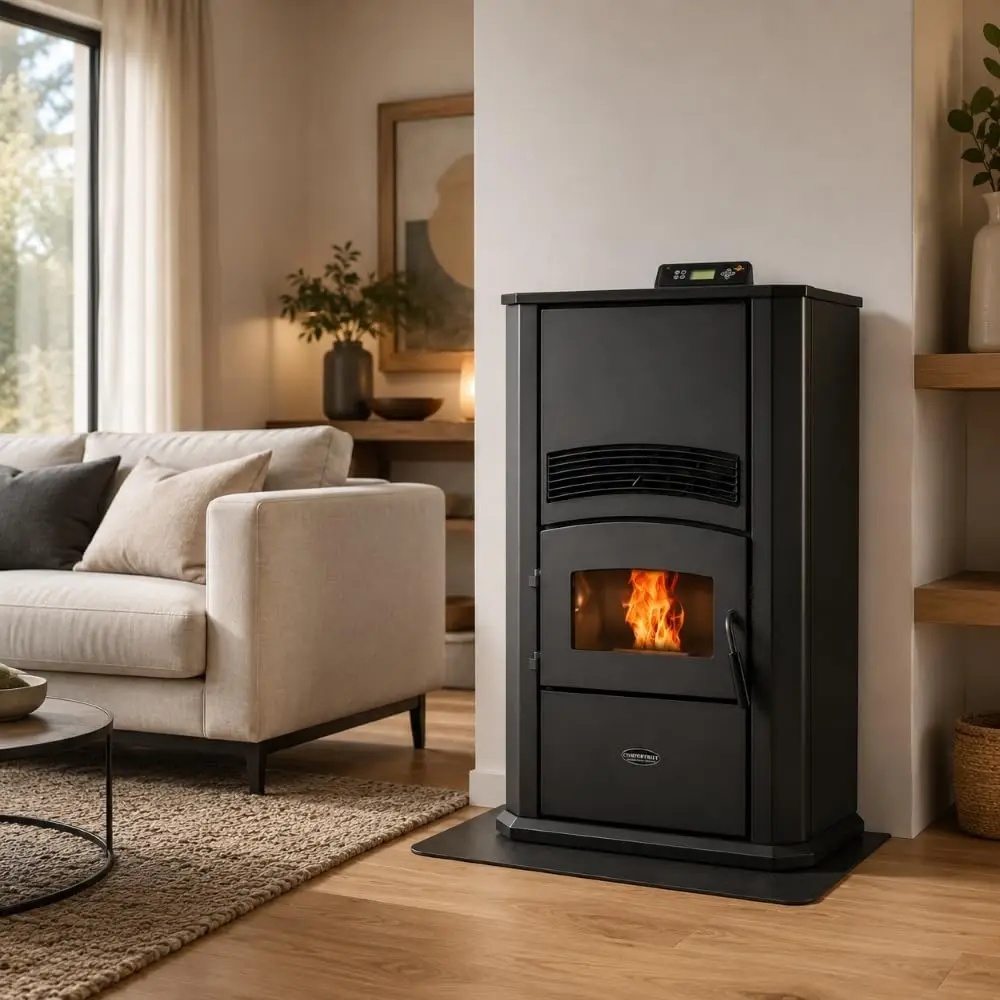 HP42 Alpine Pellet Stove, 2,800 sq. ft., 120 lb. Hopper, Black