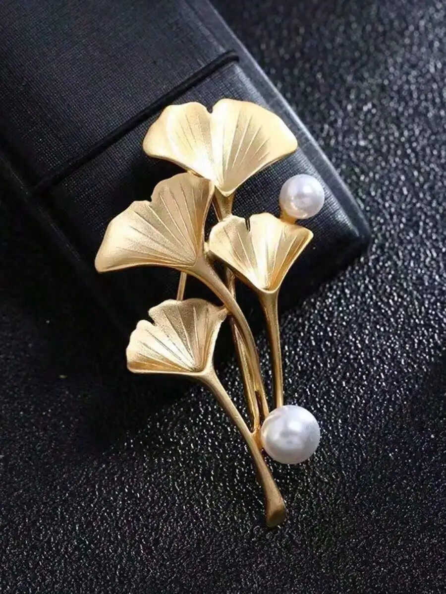 1 unidad de elegante broche floral de estilo francés vintage, con acabado mate dorado y adornos de perlas artificiales, ideal como adorno para trajes y vestidos, para bolsos, chaquetas y camisas, un regalo encantador para maestras.
