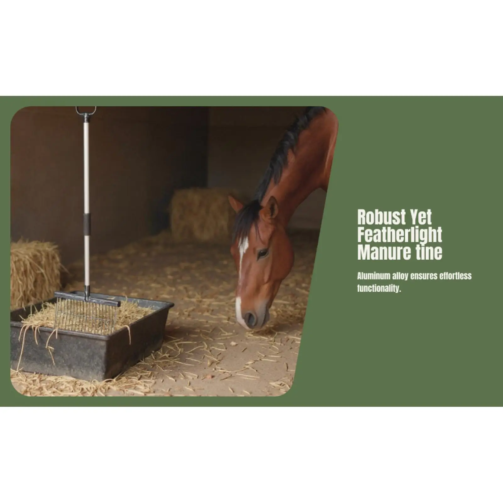 Manure Fork Equestrian Tool, Sturdy Stable Tool, Equestrian Supplies for Horse Stall Garden Grass and Hay Animal,