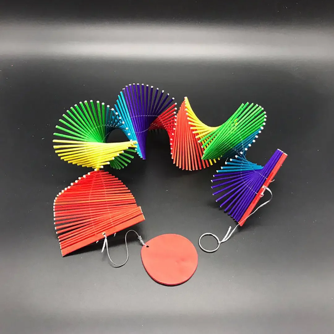 Colorful Wood Wind Chimes Rainbow Wind Spinner Mobile Chime Lawn Wind Spiral Party Home Decor Garden Ornament Decor DIY Pendant