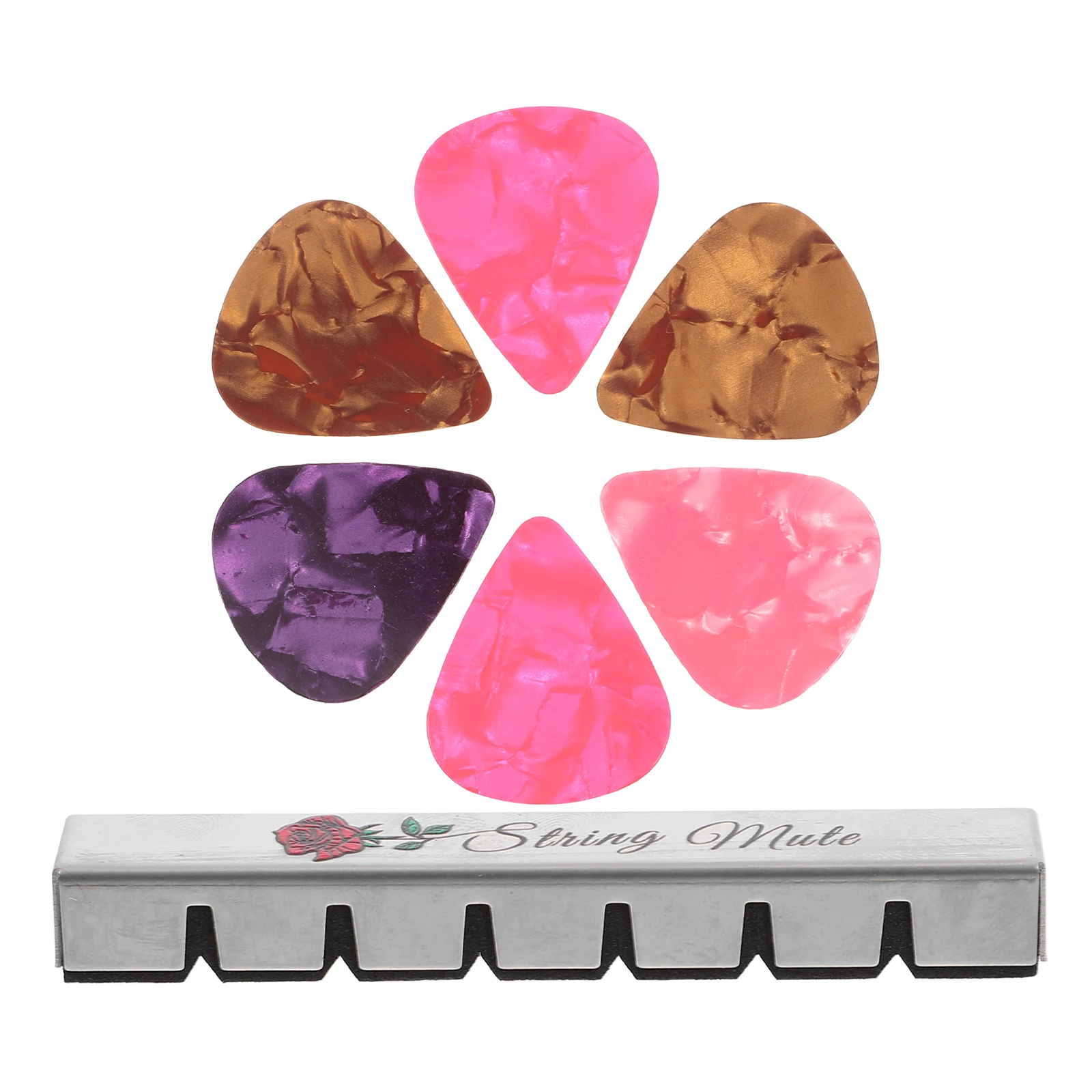 

1 set Guitar Mute Acoustic Classical Guitar Silencer Sordine Stainless Steel Noise Reduction Practice Random Color Picks