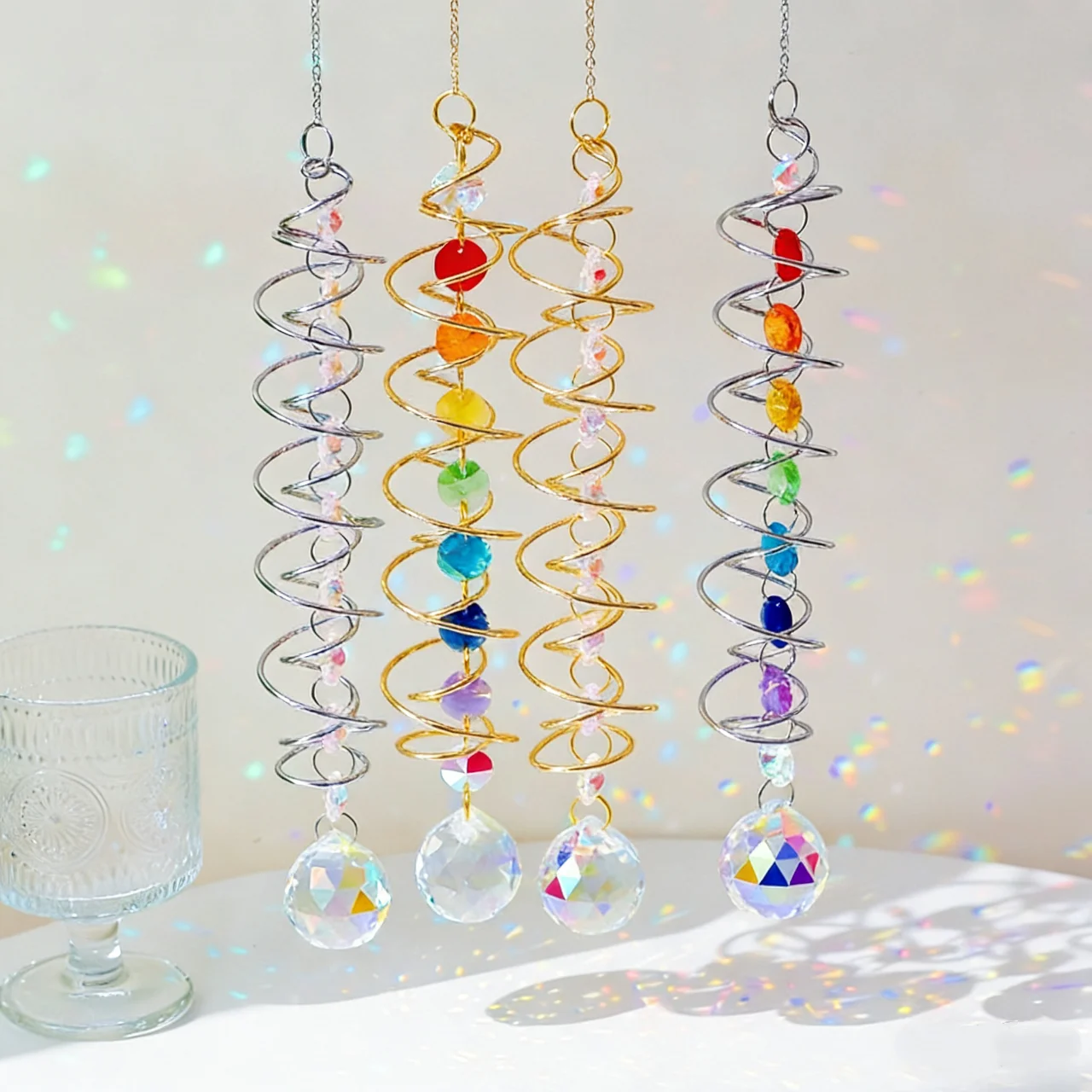 Wind Chime Tubular - كريستال Suncatcher التحديق الكرة دوامة الذيل