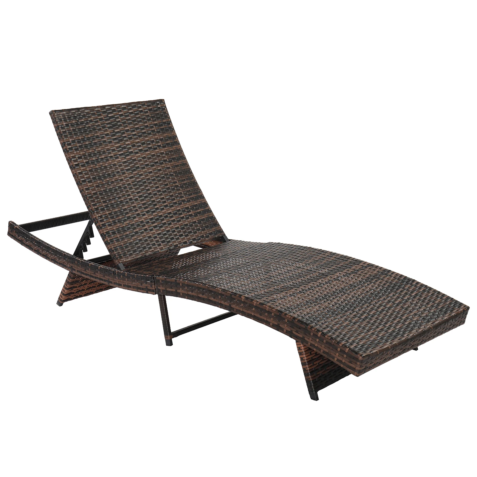 Chaise longue inclinable en forme de S, lit en rotin tissé avec baume épais, chaise d'extérieur en rotin plastique, chaise de bain solaire