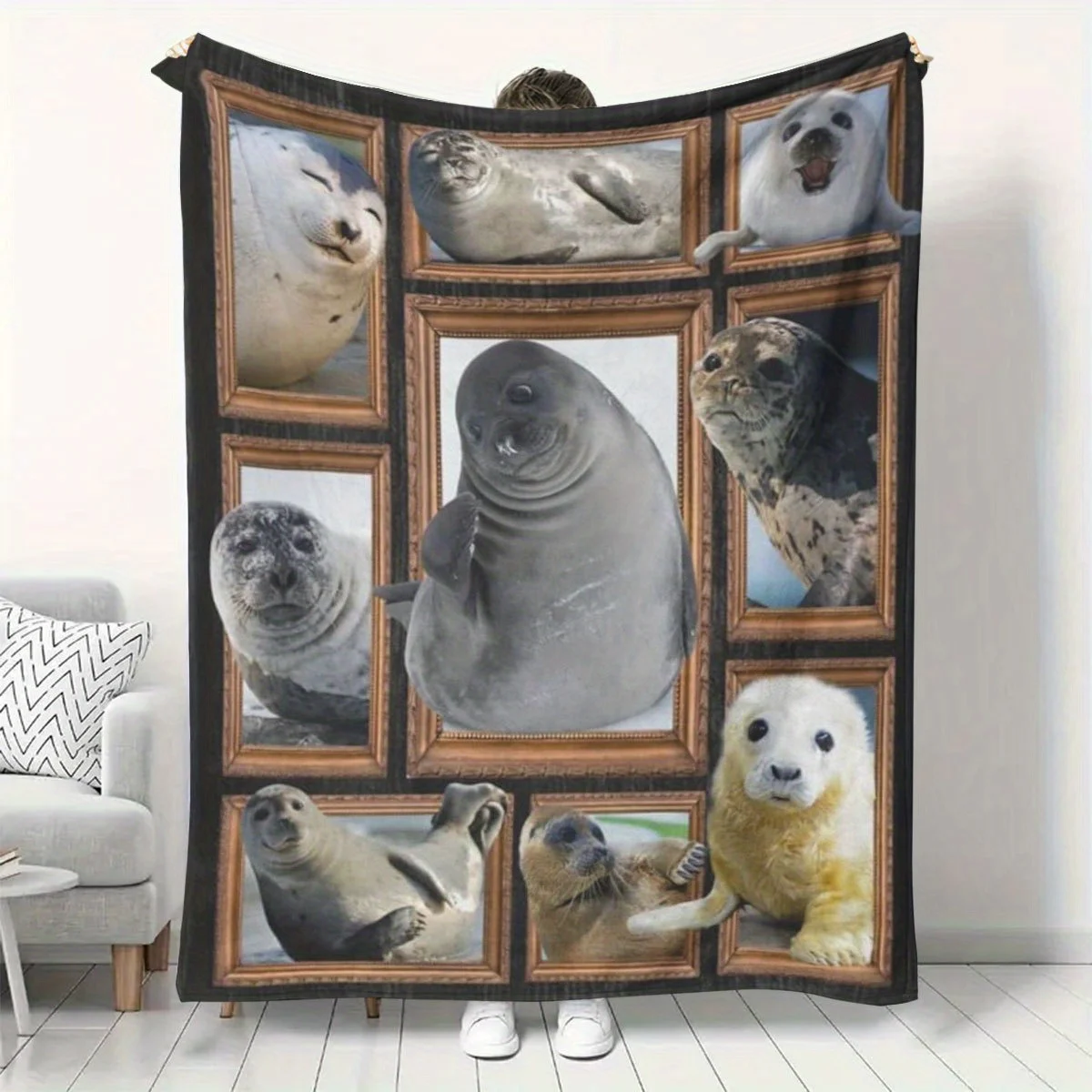 Seal Multi-Cover Blanket, Suitable for Sofas, Beds, Offices, Travel, and Camping, Durable All-season Warmth, Ultra-soft Flannel