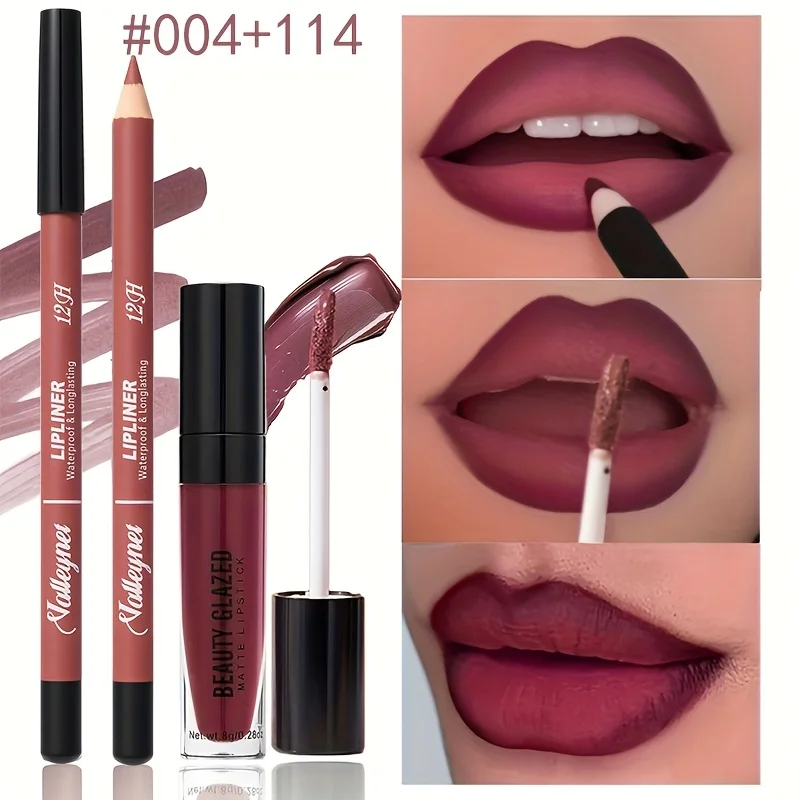 2個入り マットリップライナーとリップオイルセット 防水 ベルベット 長持ち マットリップライナーセット ベルベットテクスチャライナー リップライナーセット